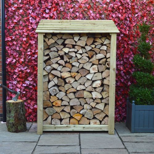Greetham Light Green Log Store - 6ft Tall x 4ft Wide