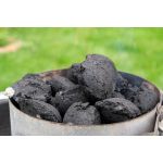 Charcoal briquettes in bags
